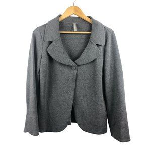 HANNA ANDERSSON Womens Cotton Blend Gray Blazer Soft Knit Button Small S